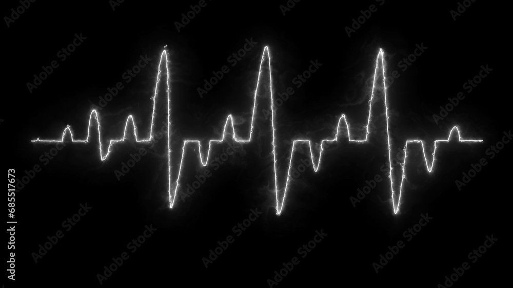 Bright neon white heart cardiogram line. cardiogram, Heart pulse Health, medicine, graphic monitor concept.