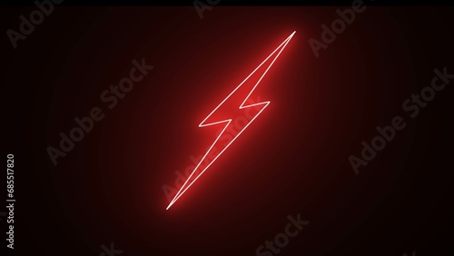 Glowing neon thunder bolt sign. red neon light icon isolated on black background. Elements of Minimal universal theme set.