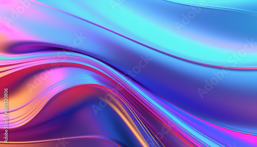 Abstract background of fluid iridescent holographic neon curved wave motion. Colorful gradient design element for backgrounds  banners  posters and wallpapers