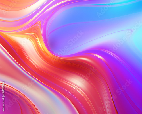 Abstract background of fluid iridescent holographic neon curved wave motion. Colorful gradient design element for backgrounds, banners, posters and wallpapers
