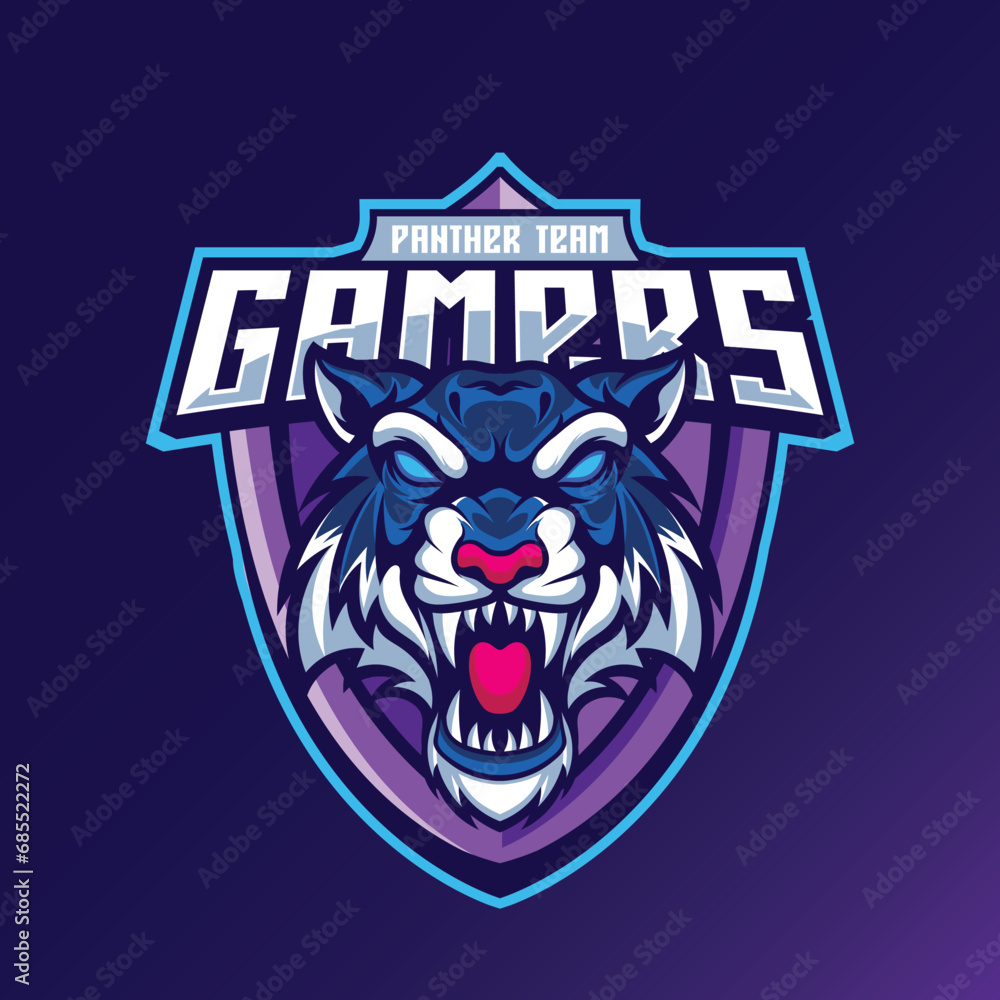 Vector panther mascot logo template for sport bussiness and gaming team isolated