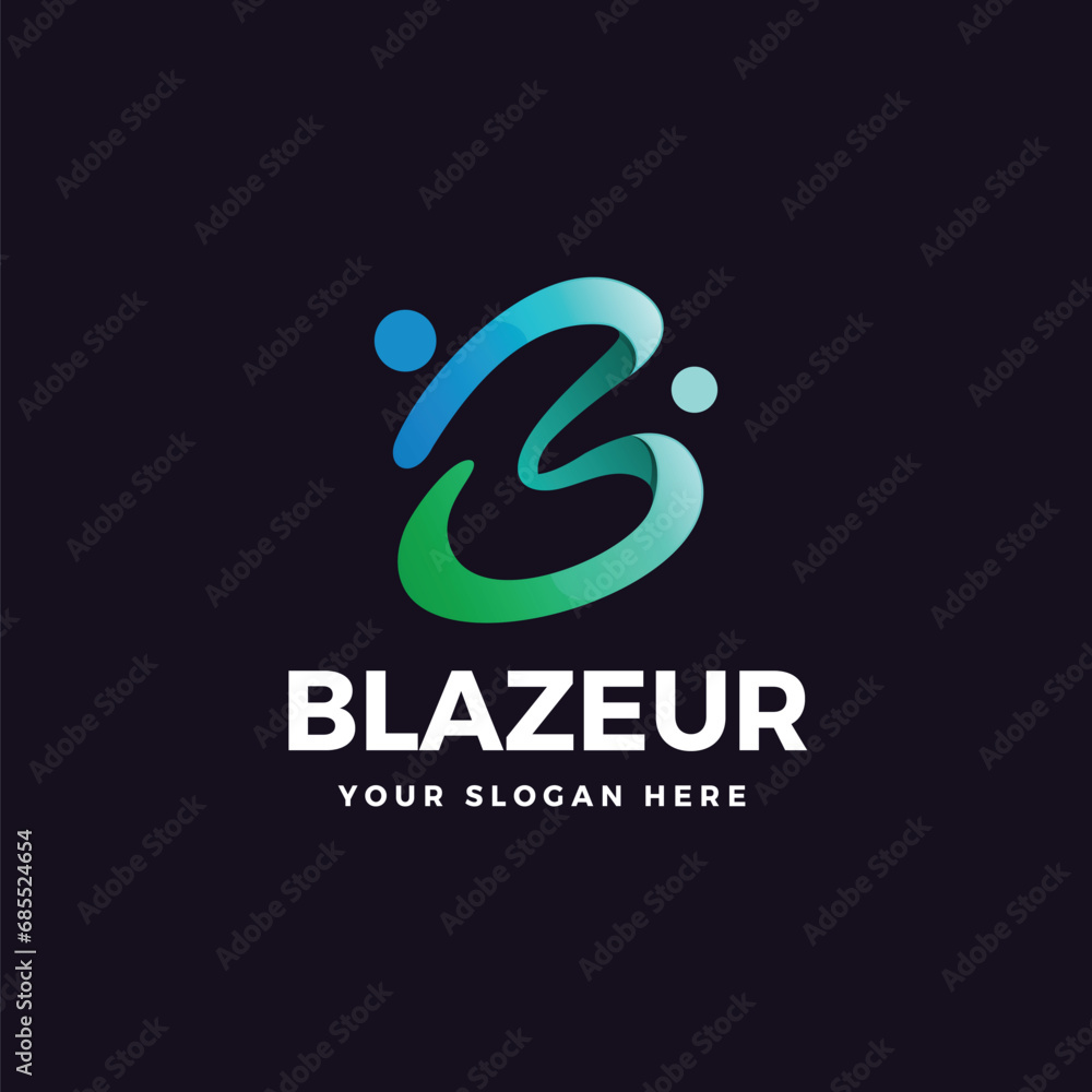 Fototapeta premium Abstract letter B logo vector gradient colorful style