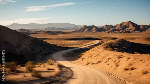 Desert with Sand Dunes and Footprints in the Sand. Generative Ai