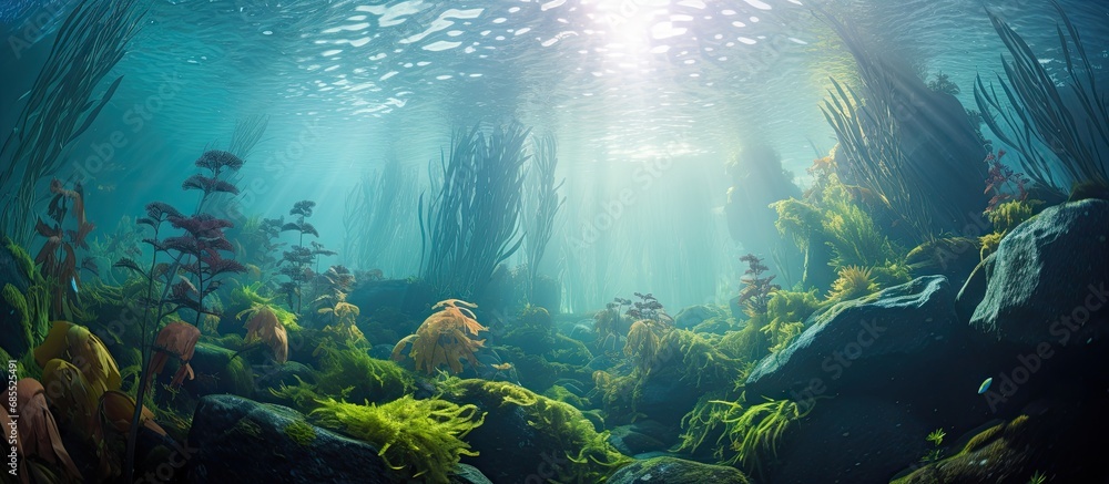 Obraz premium Underwater kelp forest in California's reef.