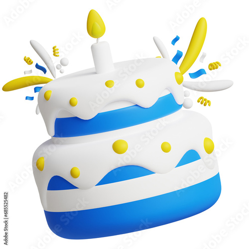 3D Birthday Cake Illustration