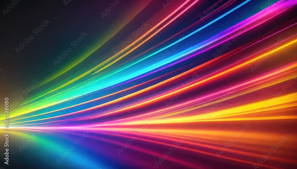 abstract background with colorful spectrum. Bright neon rays and glowing lines