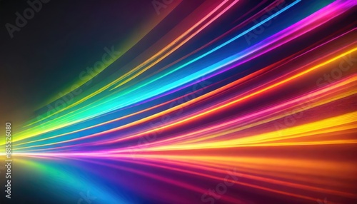 abstract background with colorful spectrum. Bright neon rays and glowing lines