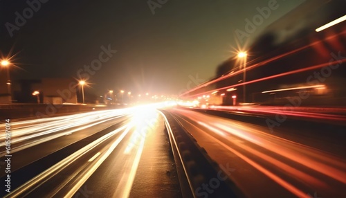 Car motion trails. Speed light streaks background with blurred fast moving light effect