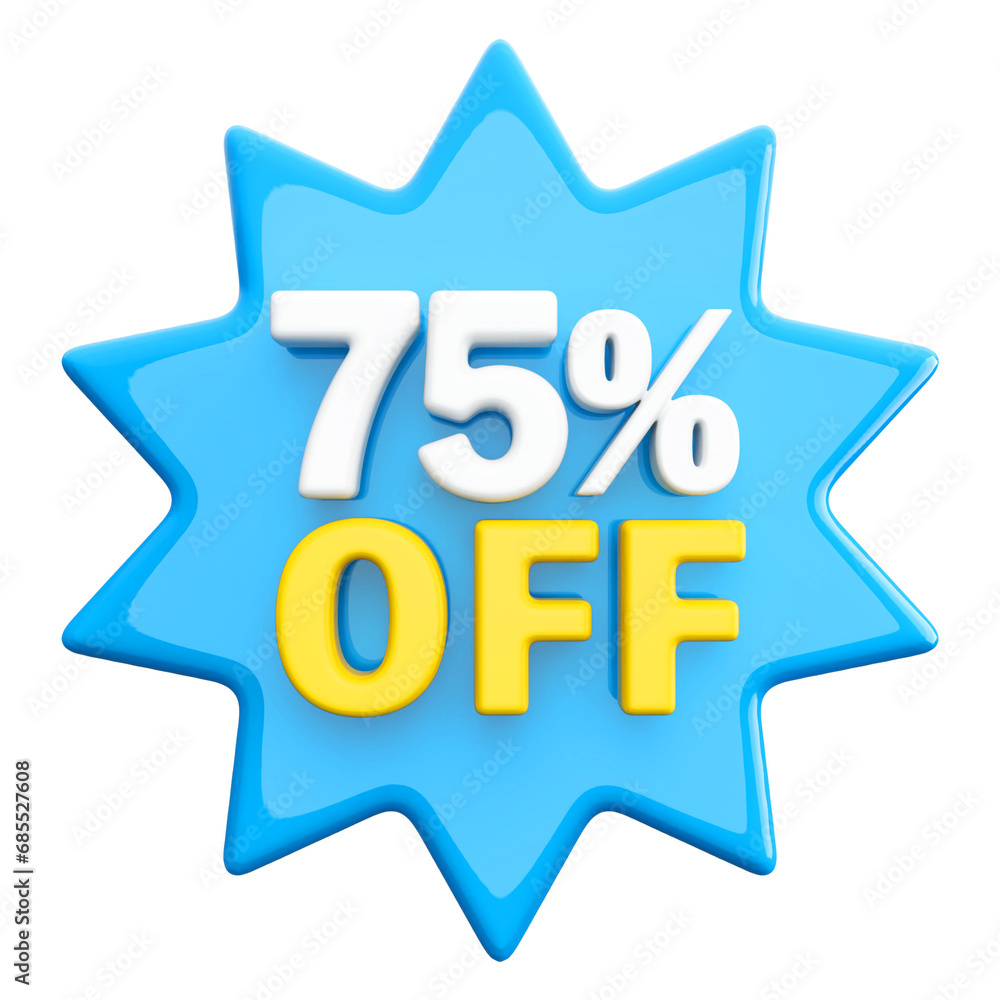 Special 75 percent off sale with number 3d render blue tag label Special 75 percent off sale with number 3d render blue tag label