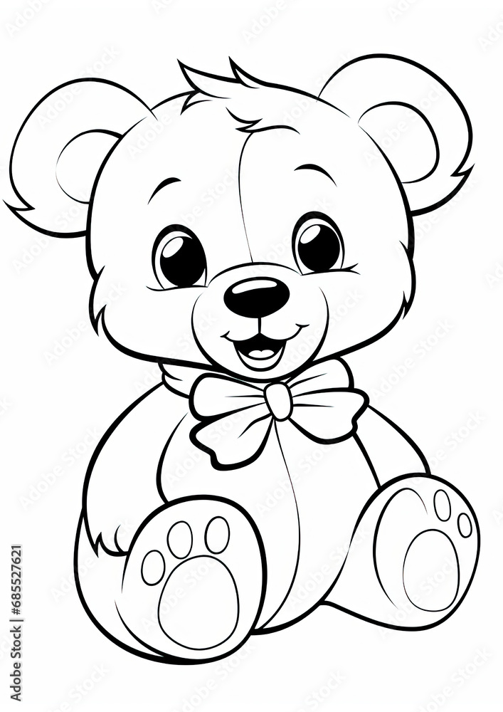 Fototapeta premium Bear colouring page, Colouring Book Page for Kids