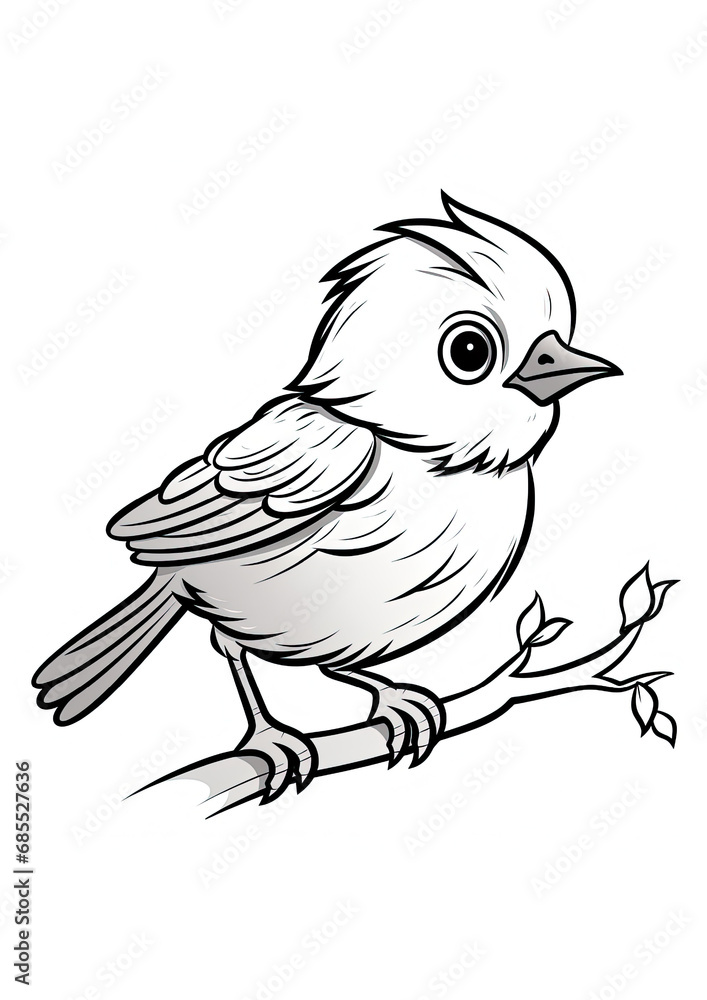 Obraz premium Winter bird colouring page, Colouring Book Page for Kids 