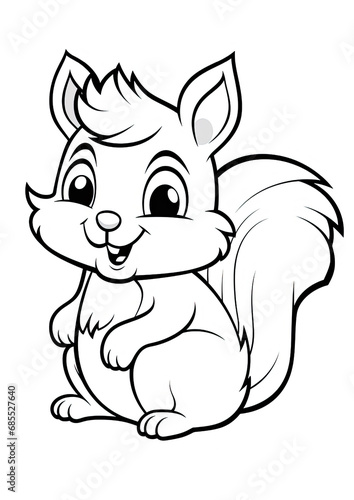 Squirrel colouring page, Colouring Book Page for Kids 