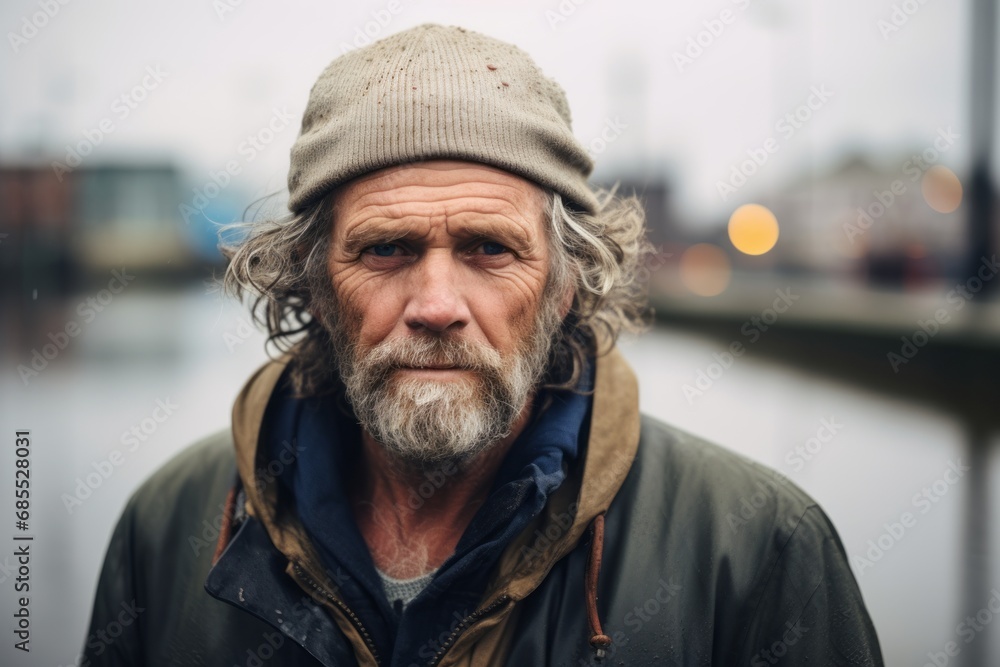 Portrait of an old man with gray beard and mustache in the city. Portrait of an old man with gray beard and mustache in the city.
