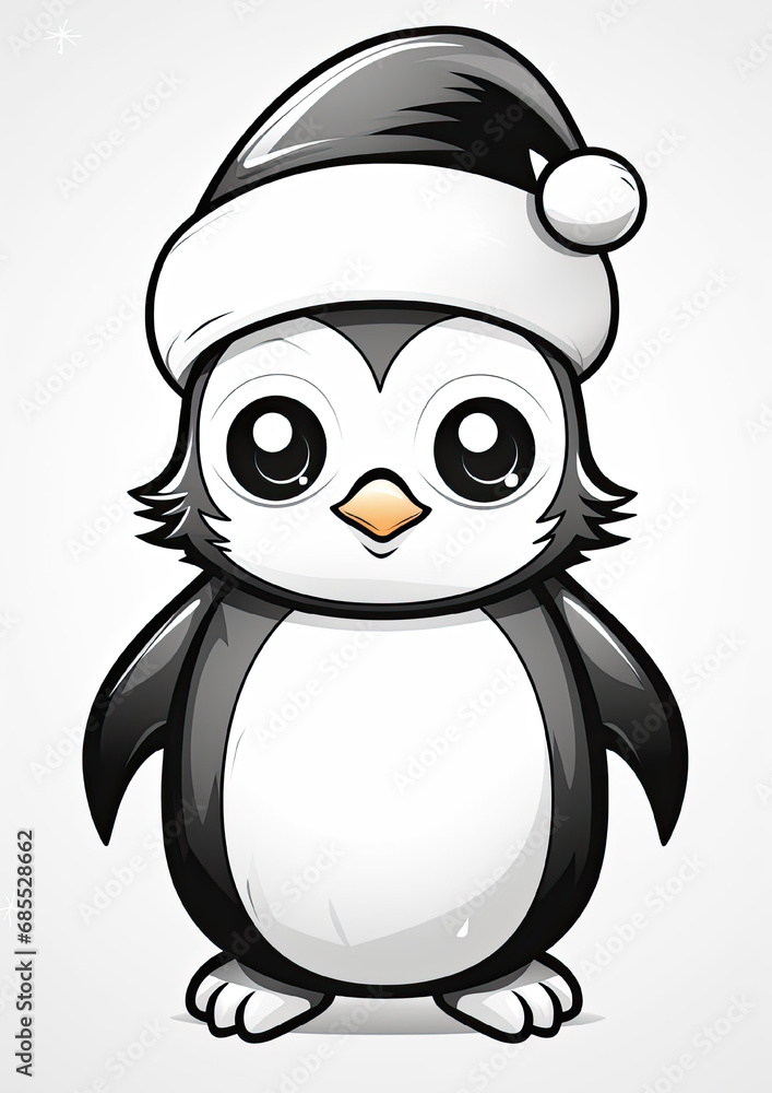 Fototapeta premium Penguin colouring page, Colouring Book Page for Kids 