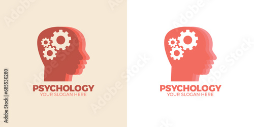 Mental health logo design Psychology Logo concept Human head with heart love graphic design vector illustration