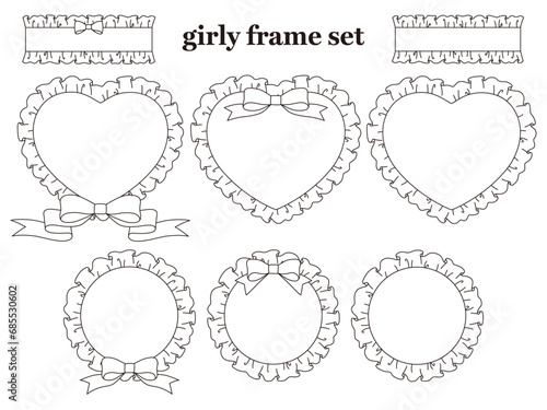 フリルとリボンのフレームのベクターイラストセット photo