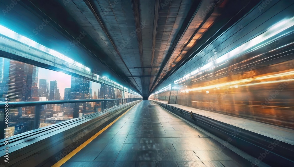 Subway tunnel with Motion blur of a city from inside Subway tunnel with Motion blur of a city from inside