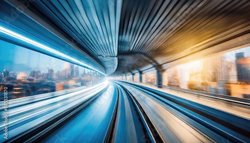 Subway tunnel with Motion blur of a city from inside 