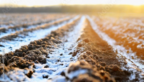Winter farm field. Agriculture and agribusiness photo