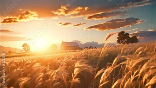 the beauty of a wheat field in the afternoon photo