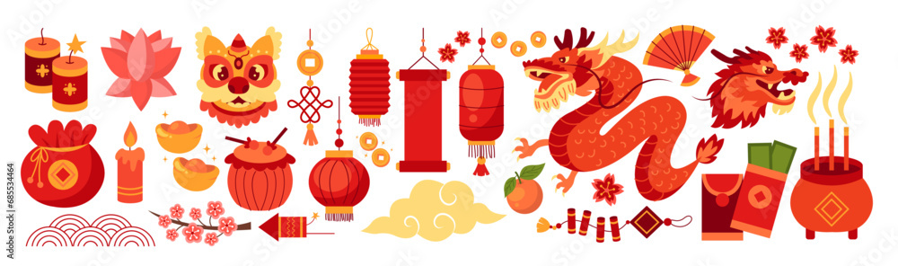 Set of Chinese new year illustration. Chinese new year illustration. Chinese new year. Happy Chinese New Year. Set of Chinese new year illustration. Chinese new year illustration. Chinese new year. Happy Chinese New Year.