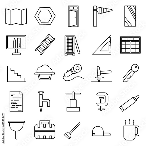 Architecture Icon in Line Style Perfect for Any Purpose and Presentation or etc
