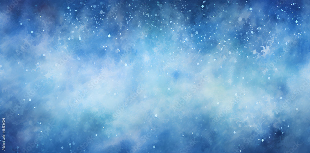 a watercolor wallpaper with blue ice crystals in the sky 1 - obrazy, fototapety, plakaty 