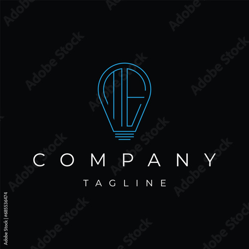 Letter ME initial lamp solution bulblight icon logo design vector template