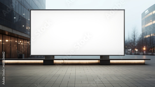 blank white billboard mockup in public. ad and commercial concept