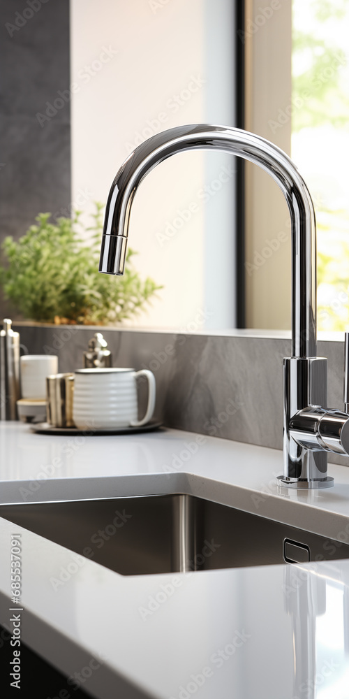Modernes Waschbecken mit Wasserhahn für fließendes Wasser ai, generativ Modernes Waschbecken mit Wasserhahn für fließendes Wasser ai, generativ