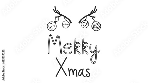 Christmas doodle, vector illustration in hand lettering style on a white background.