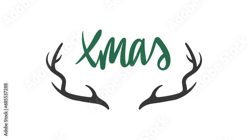 Christmas doodle, vector illustration in hand lettering style on a white background.