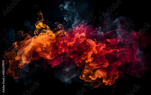 Colorful smoke. Paint and water blend, Generative AI