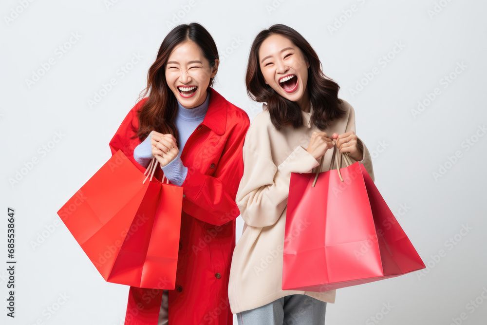 cheerful and funny happy 2 asian woman are shopping cheerful and funny happy 2 asian woman are shopping