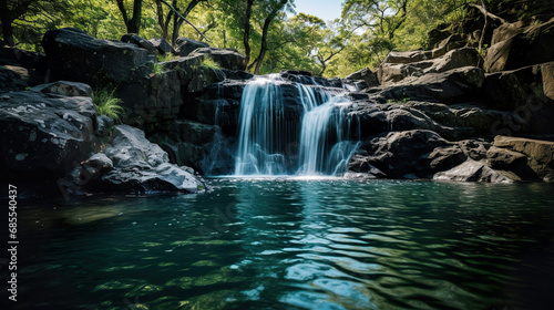 Waterfall in the woods. Generative Ai