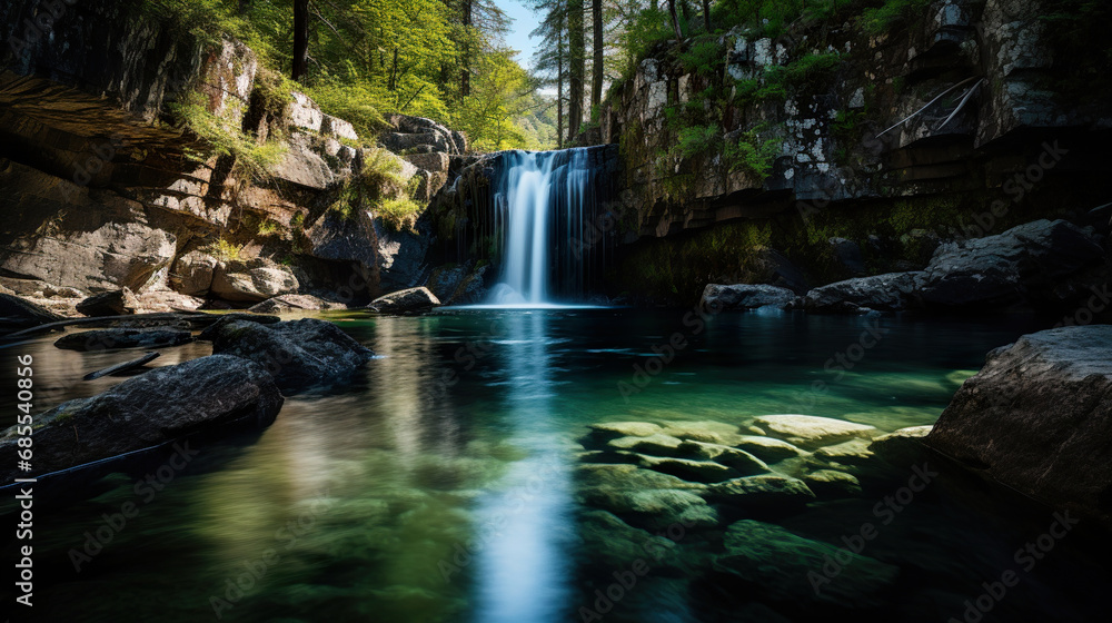 Waterfall in the woods. Generative Ai Waterfall in the woods. Generative Ai