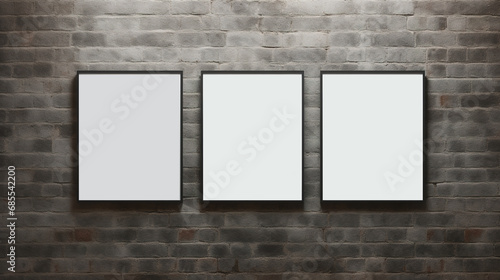 Generative AI, set of three posters mock up, blank minimalistic background, artwork template