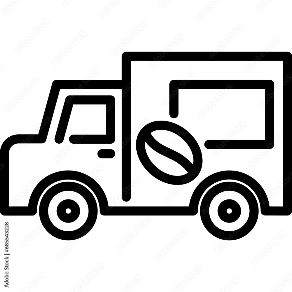 Coffee truck icon. Outline design. For presentation, graphic design, mobile application. Coffee truck icon. Outline design. For presentation, graphic design, mobile application.