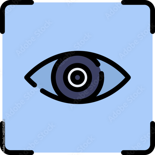 Eye scanning icon. Filled outline design. For presentation, graphic design, mobile application.