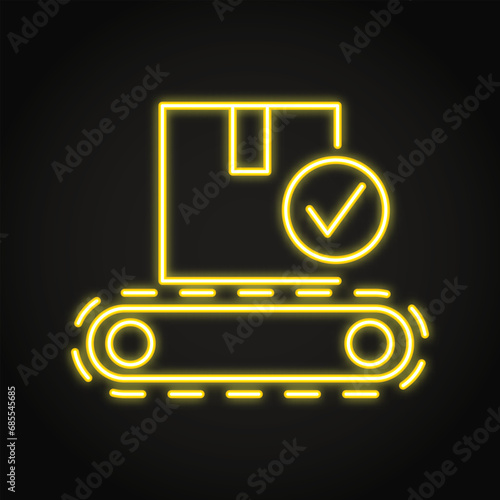 Product quality control neon icon