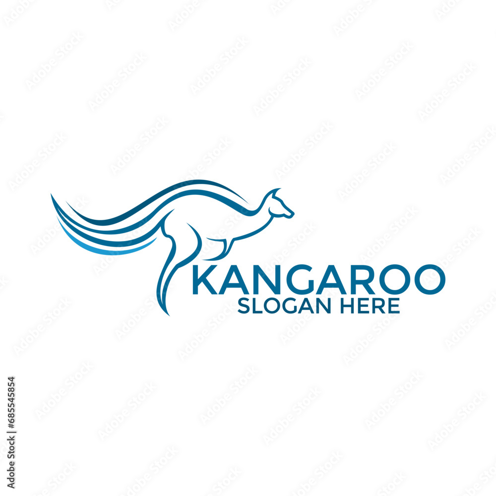 Fototapeta premium Kangaroo simple modern logo vector, Creative Kangaroo Minimalist logo design template