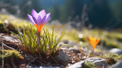 Isolated Saffron Crocus on Natural Background © SebuahKisah