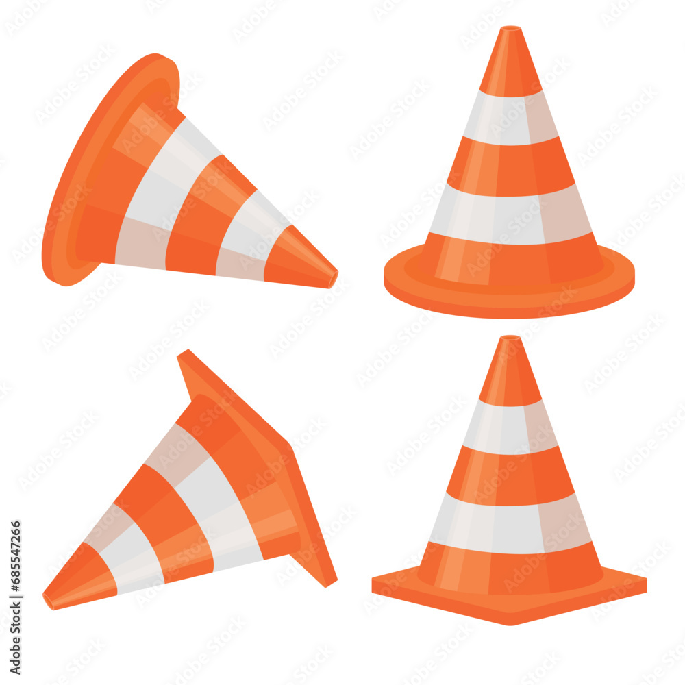 Vector cartoon warning sign. Traffic cone. Road traffic rules concept. Element for your design Vector cartoon warning sign. Traffic cone. Road traffic rules concept. Element for your design