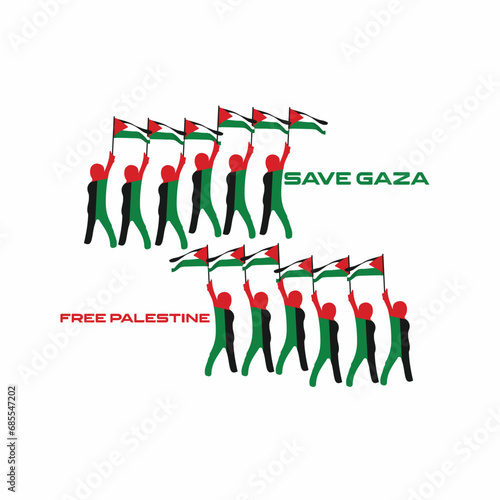 Save Gaza. Flat design first to free Palestine. Flag design with Sign, symbol, icon, or logo.