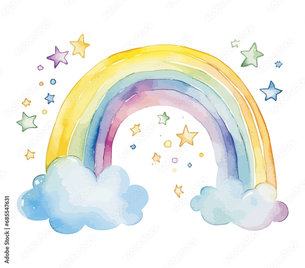 Cute rainbow clipart baby shower bright colors shades of blue rustic watercolor style hand painted Cute rainbow clipart baby shower bright colors shades of blue rustic watercolor style hand painted
