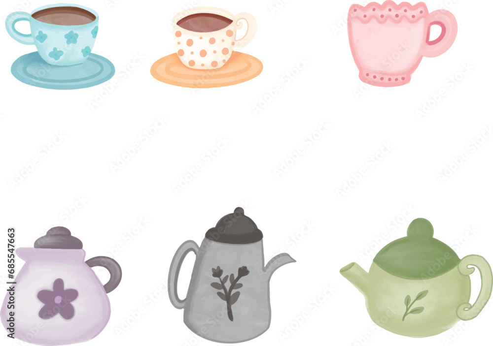 set of tea cups and tea pot set of tea cups and tea pot