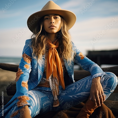 Portrait of beautiful woman fashion model