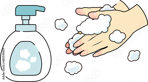 ハンドソープで手を洗う