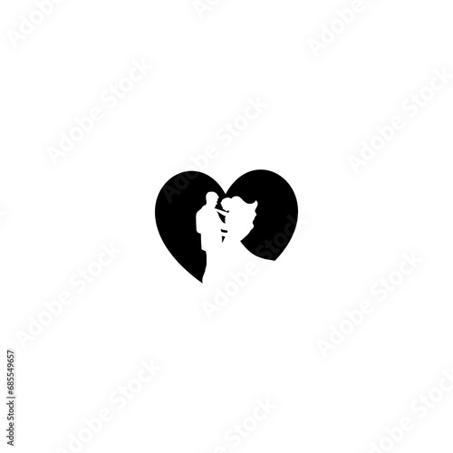 logo icon weeding couple vector white