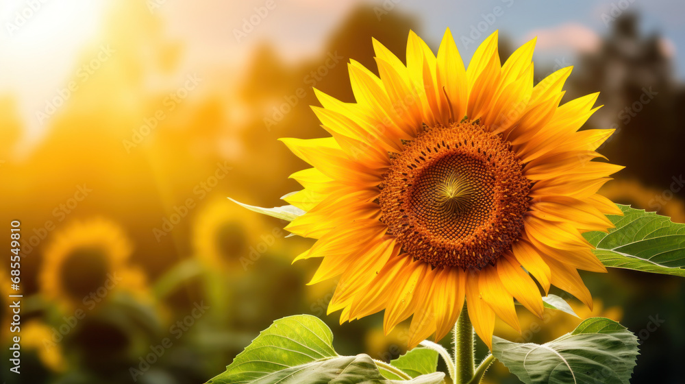 Fototapeta premium sunflower with natural background, Generative ai